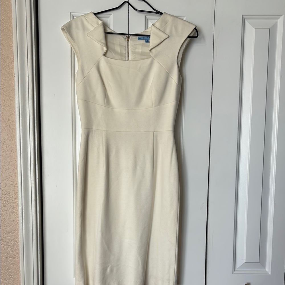 ANTONIO MELANI Cream Midi Dress with Elegant Charm